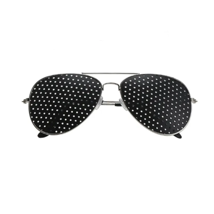 2 PCS Pin-hole Glasses Pin Hole Sunglasses Eye Exercise Eyesight Natural Healing Vision Correction and Improvement(Golden Color Frame)