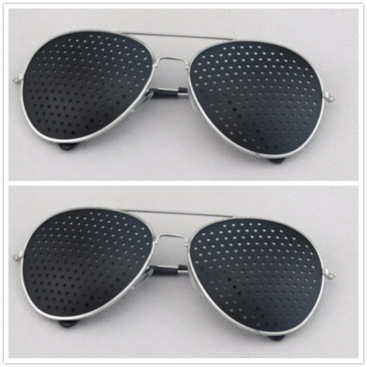 2 PCS Pin-hole Glasses Pin Hole Sunglasses Eye Exercise Eyesight Natural Healing Vision Correction and Improvement(Golden Color Frame)