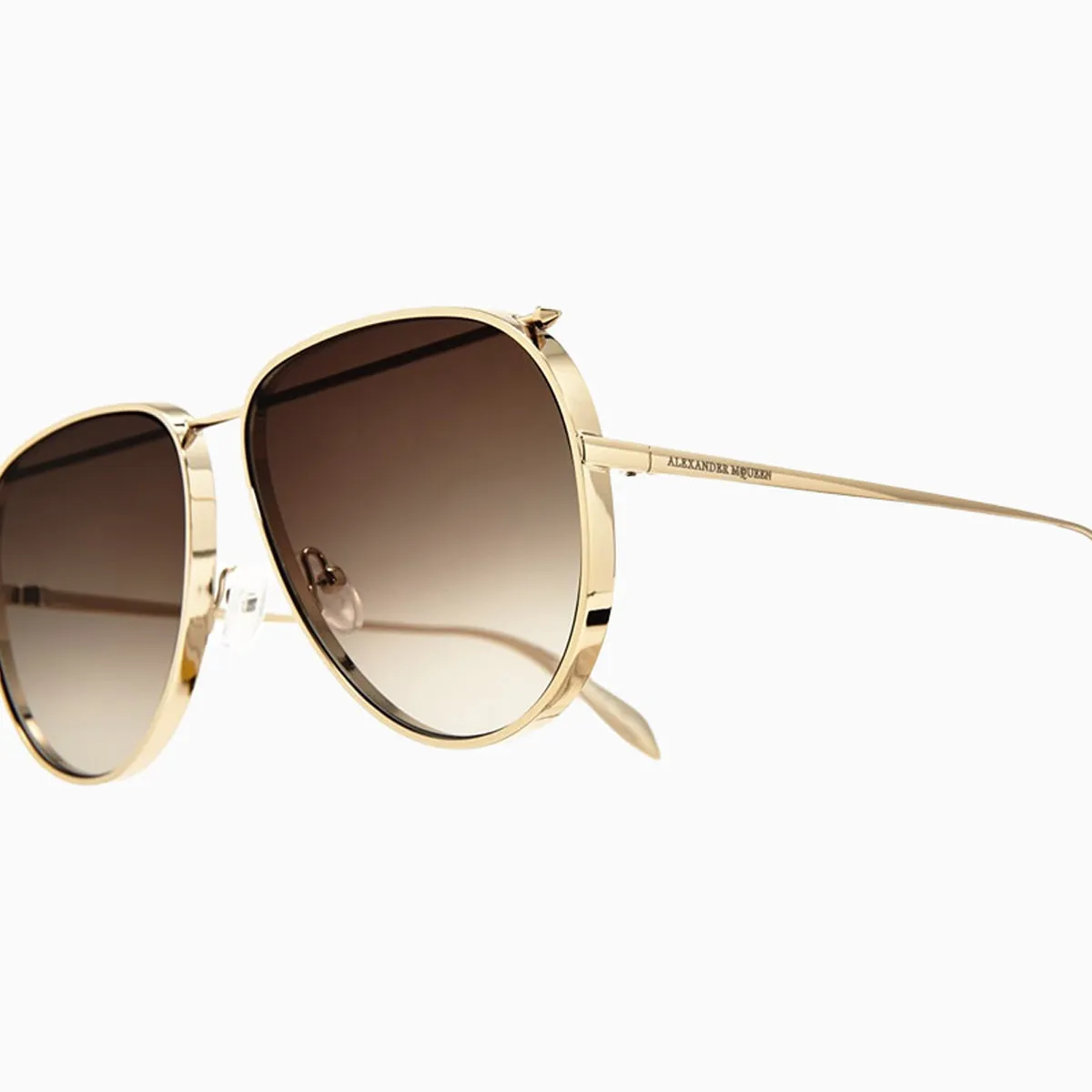 Alexander Mcqueen Brown Gold Metal Sunglasses