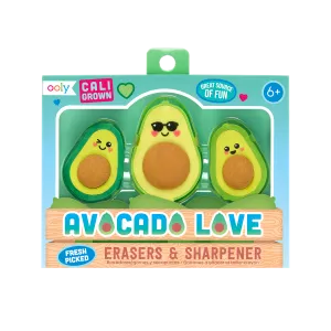 Avocado Love Eraser and Sharpener - set of 3