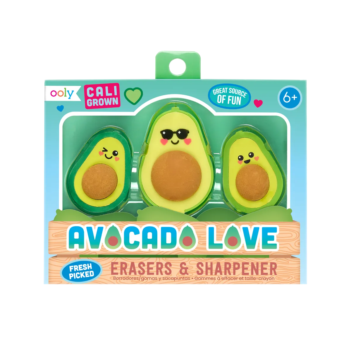 Avocado Love Eraser and Sharpener - set of 3