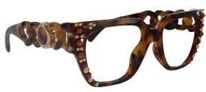 Belleville, Bling Line Bifocal OR Non-Bifocal Reading Glasses, Women Readers, W European crystals, Square optical Frames