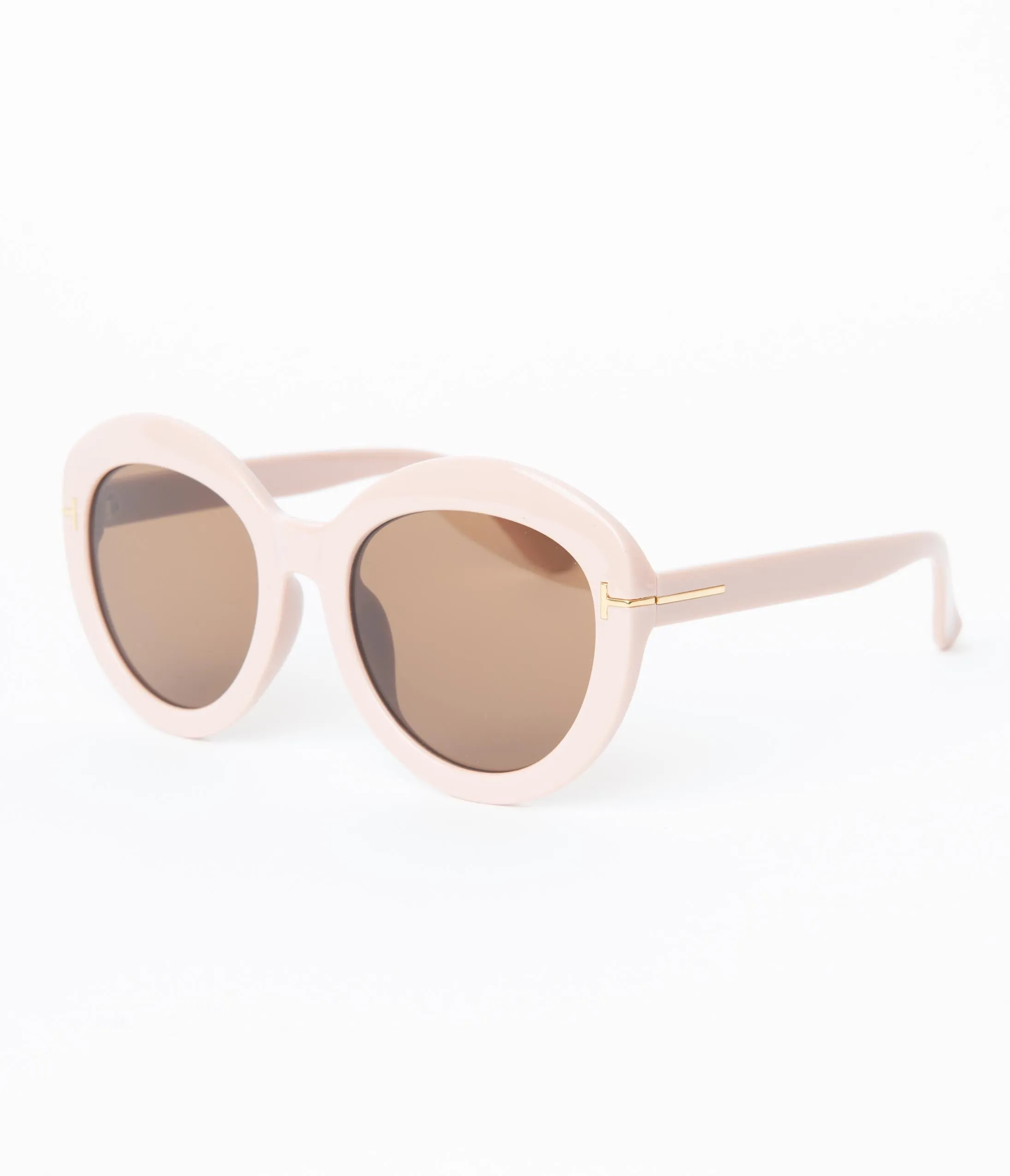 Blush Pink Retro Rounded Sunglasses