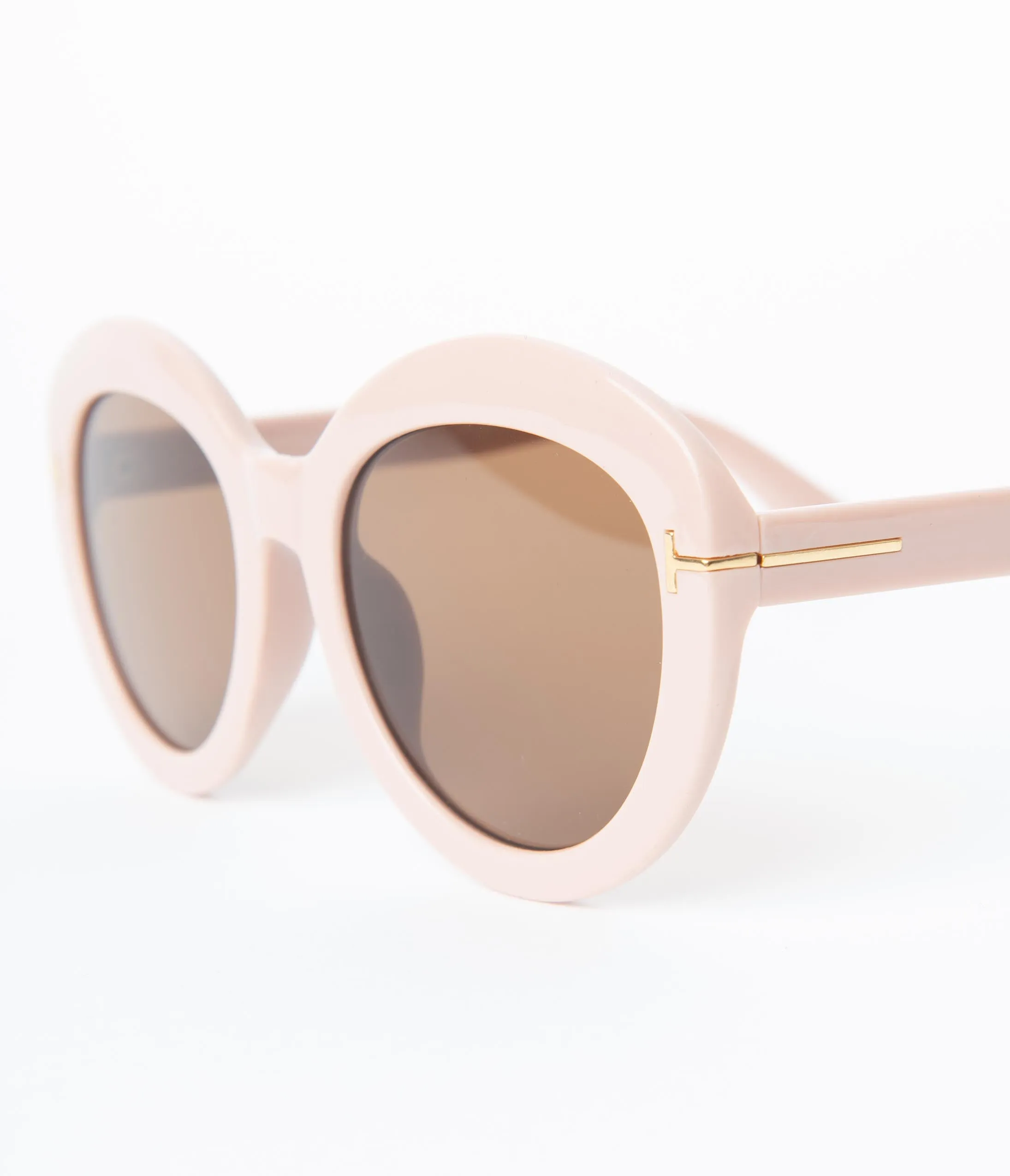 Blush Pink Retro Rounded Sunglasses