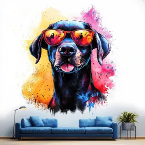 Bold Labrador Retriever Wall Sticker | Cool Dog Decal with Sunglasses | Colorful Animal Wall Art  | Vibrant Wall Decal