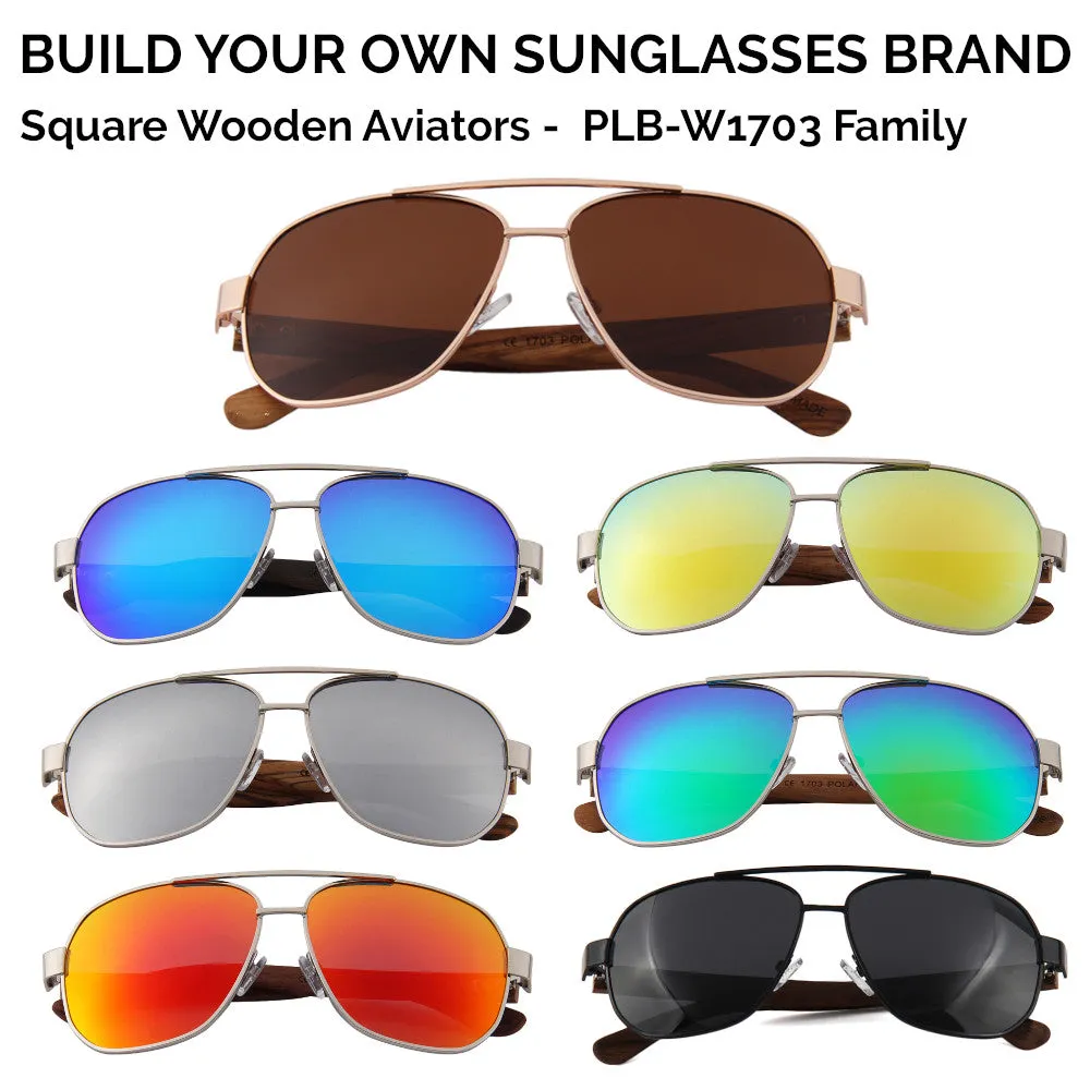 Build Your Own Sunglass Brand - 50 Square Wooden Aviators