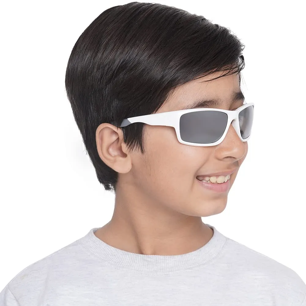 Carlton London Boys Mirrored Lens & White Rectangle Sunglasses with UV Protected Lens