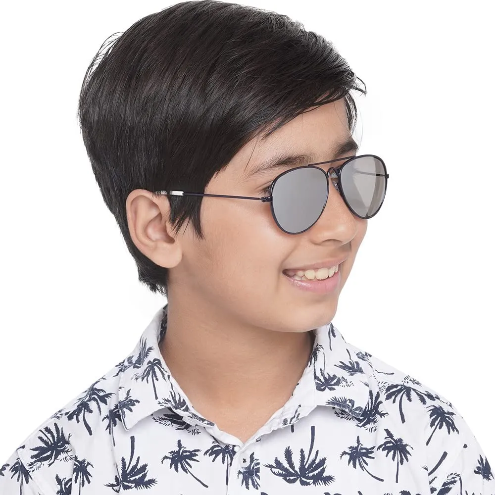 Carlton London Kids-Boys Grey One Size Casual Winter Wear Metal Frame UV Protected Lens Sunglasses