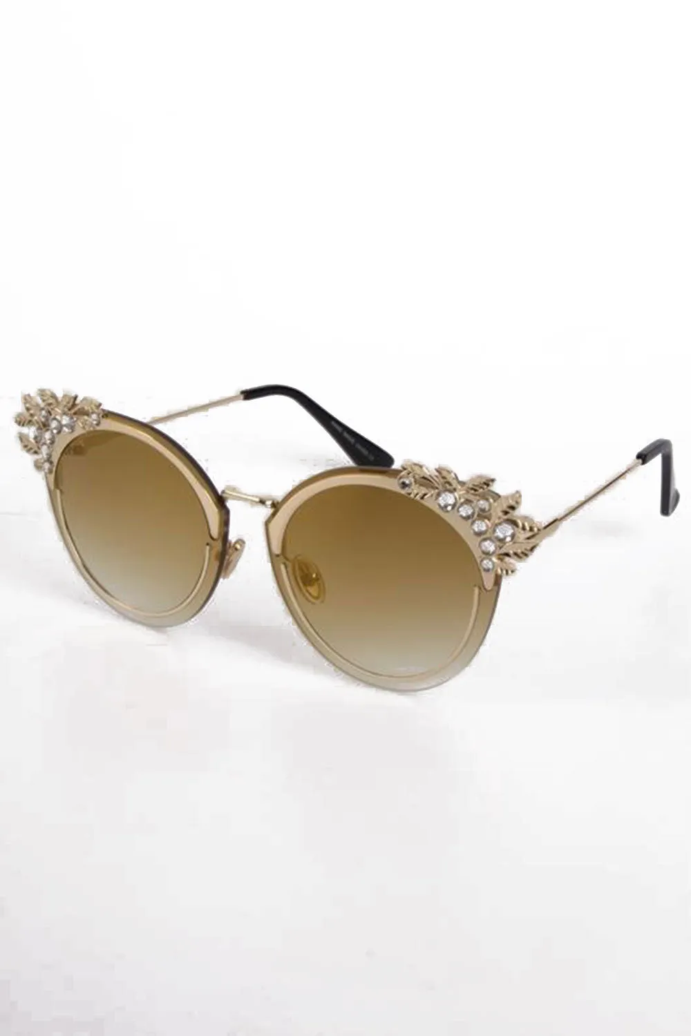 Cat Eye with Diamante Detailed Edges Sunglasses