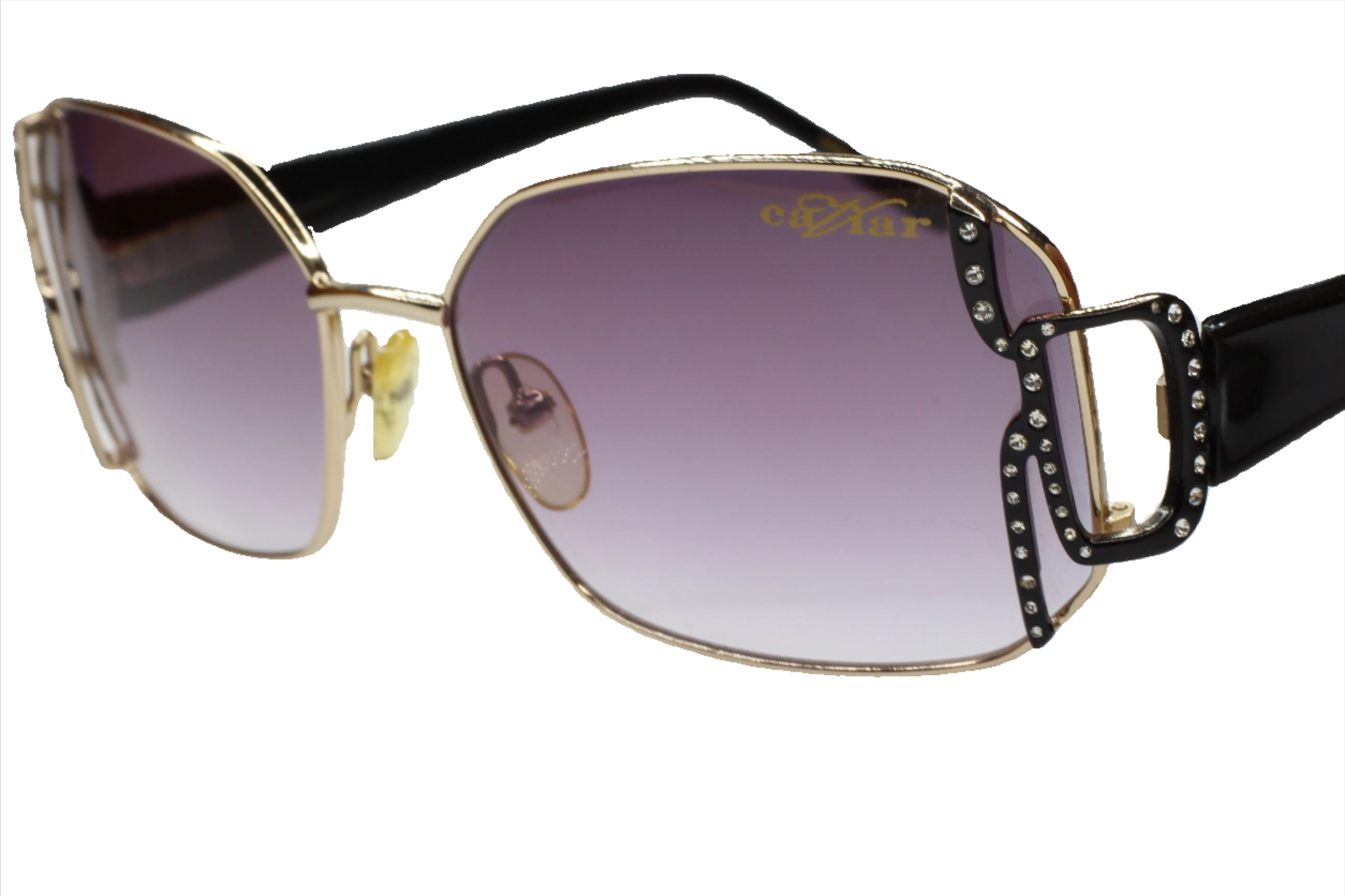 Caviar M2608 Gold Purple Austrian Crystals Luxury Sunglasses