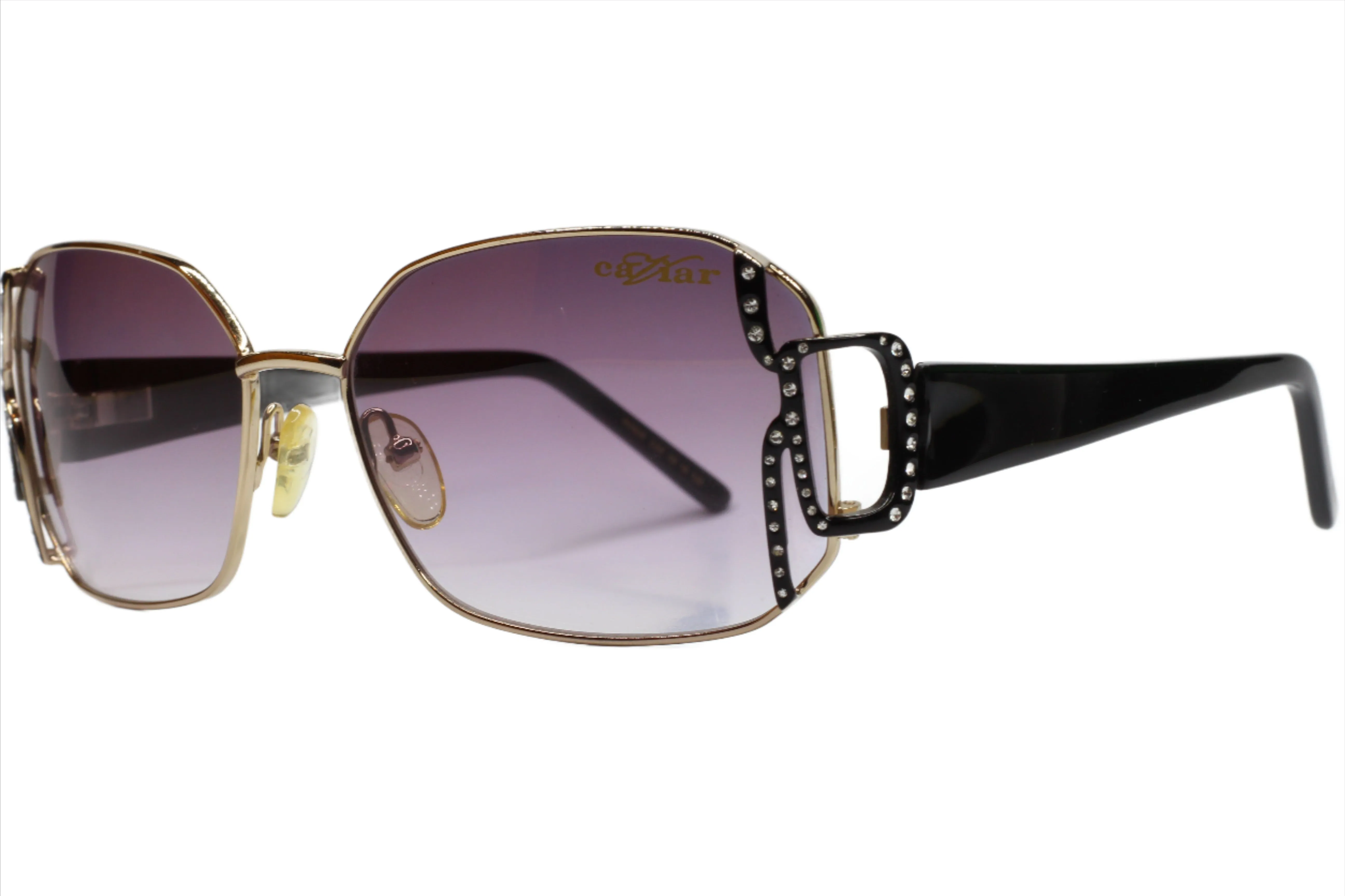 Caviar M2608 Gold Purple Austrian Crystals Luxury Sunglasses