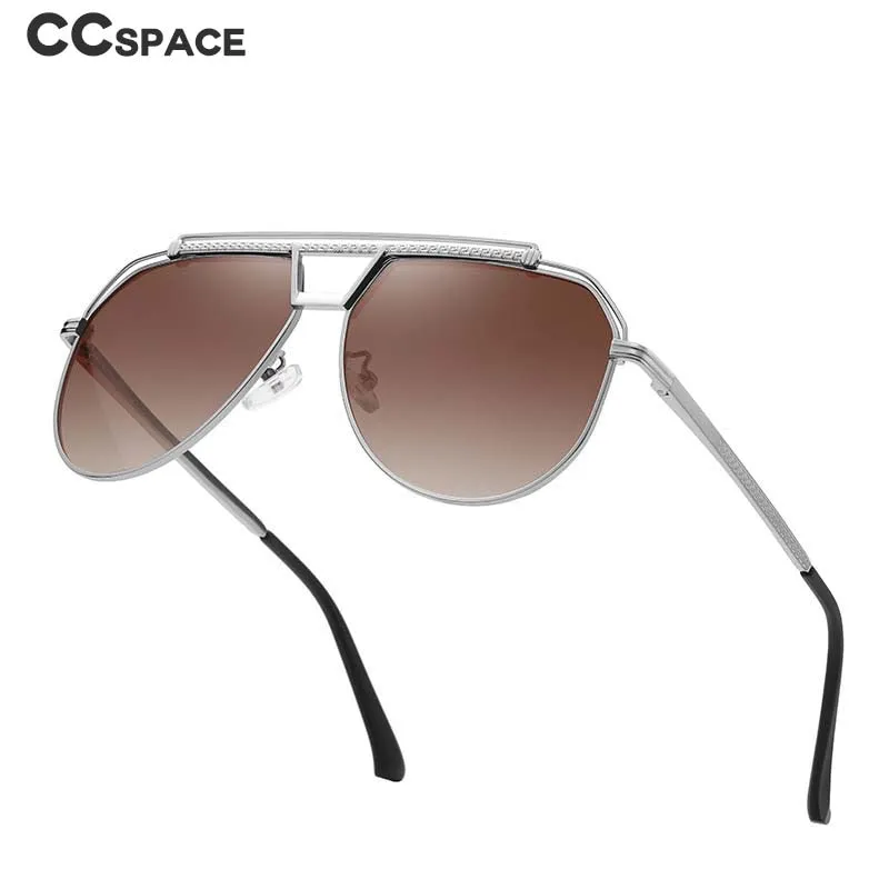 CCspace Men's Full Rim Oval Square Double Bridge Alloy Polarized Sunglasses 55893