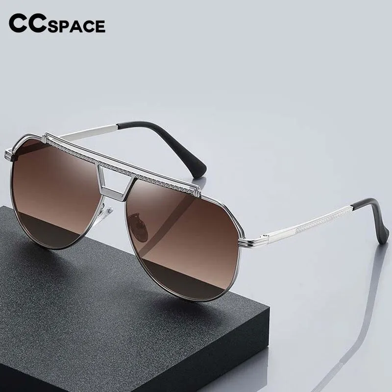 CCspace Men's Full Rim Oval Square Double Bridge Alloy Polarized Sunglasses 55893