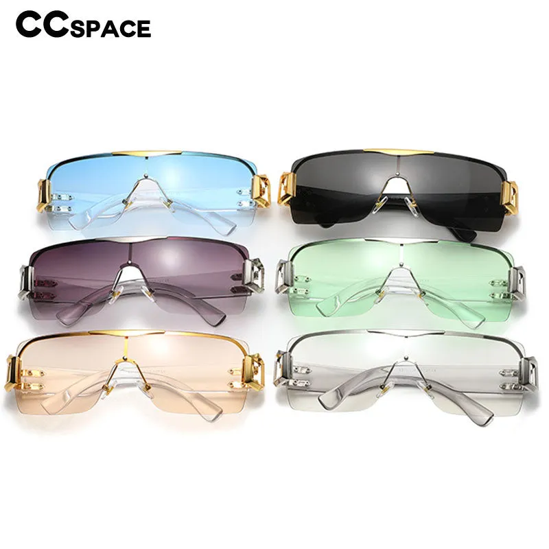 CCspace Unisex Rimless Oversized Square Tr 90 One Lens UV400 Sunglasses 56326