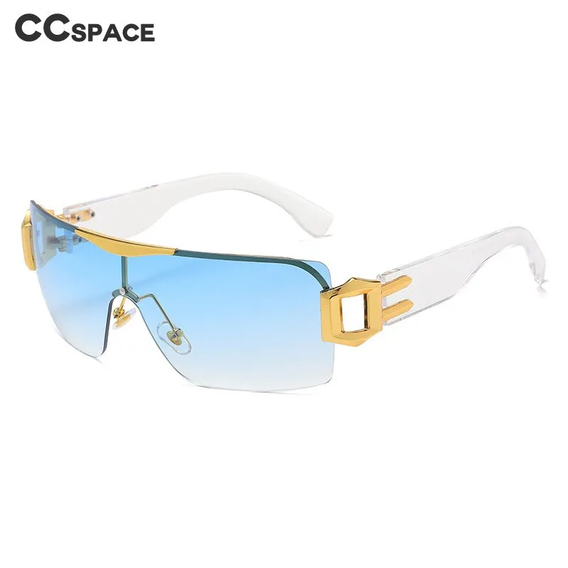 CCspace Unisex Rimless Oversized Square Tr 90 One Lens UV400 Sunglasses 56326