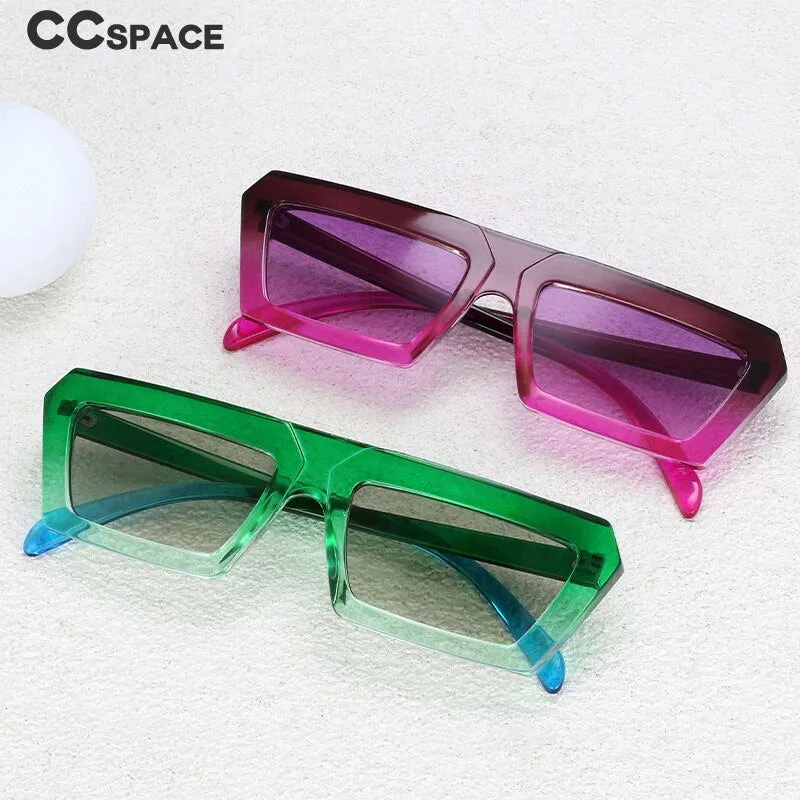 CCspace Women's Full Rim Irregular Rectangle Acetate Frame Sunglasses 54603