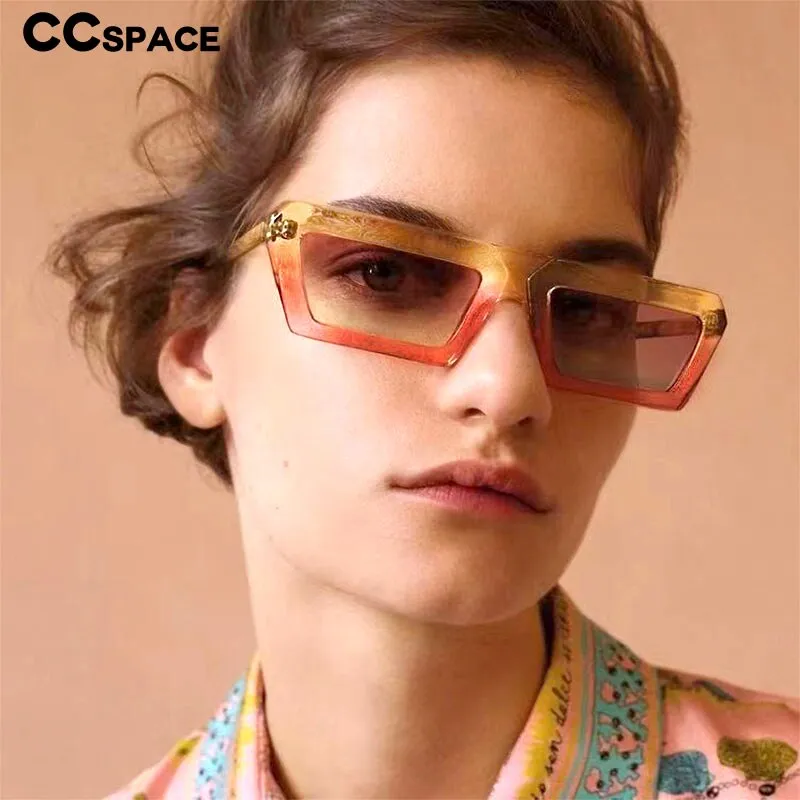 CCspace Women's Full Rim Irregular Rectangle Acetate Frame Sunglasses 54603