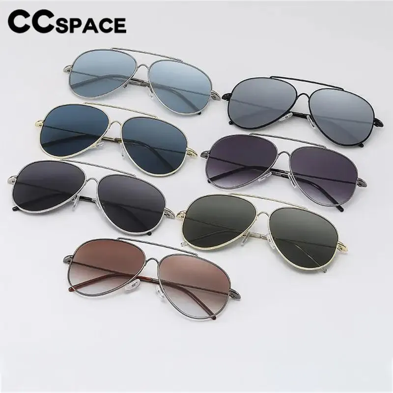 CCspace Women's Full Rim Oval Double Bridge Alloy Sunglasses 57166