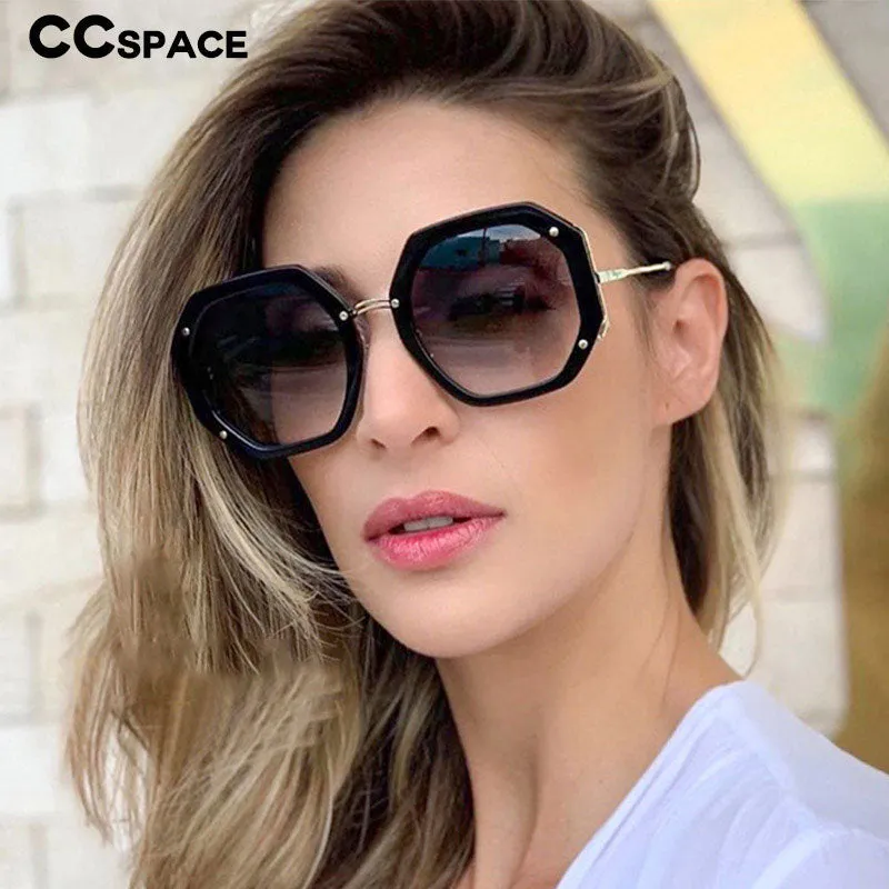 CCspace Women's Full Rim Polygon Square Frame Sunglasses 48154