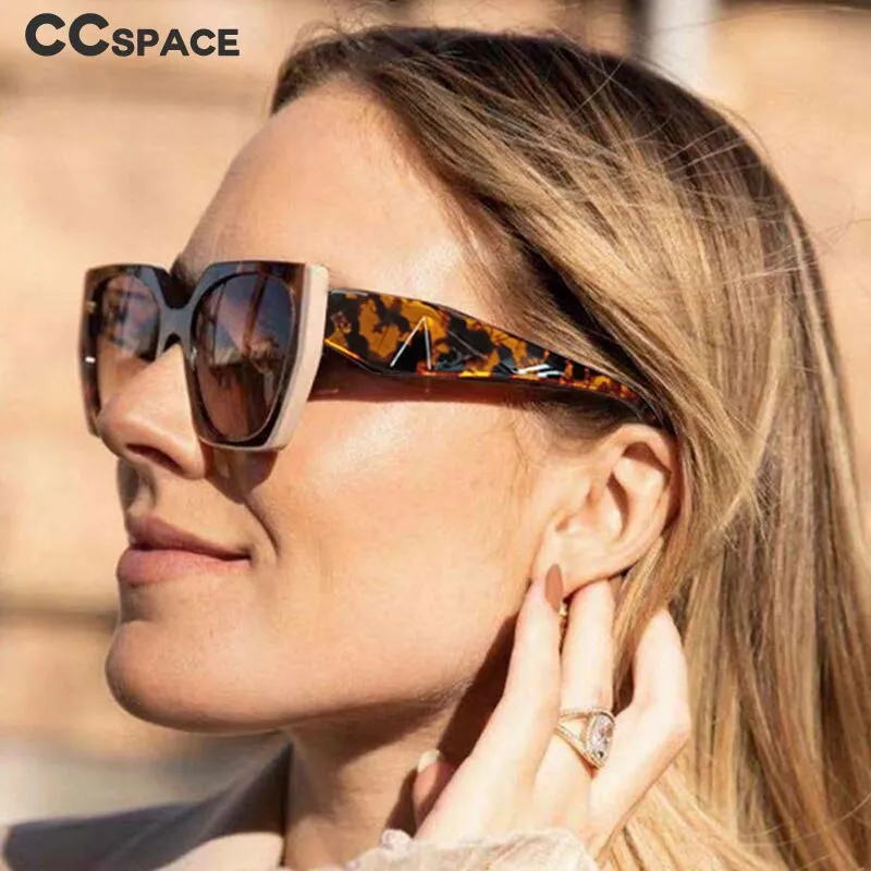 CCspace Women's Full Rim Square Cat Eye Resin Frame Sunglasses 53222