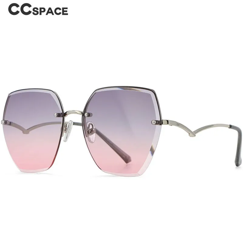 CCspace Women's Rimless Irregular Oval Alloy Frame Sunglasses 54591