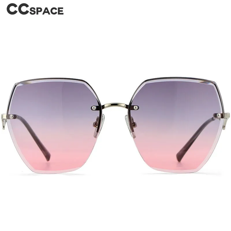 CCspace Women's Rimless Irregular Oval Alloy Frame Sunglasses 54591