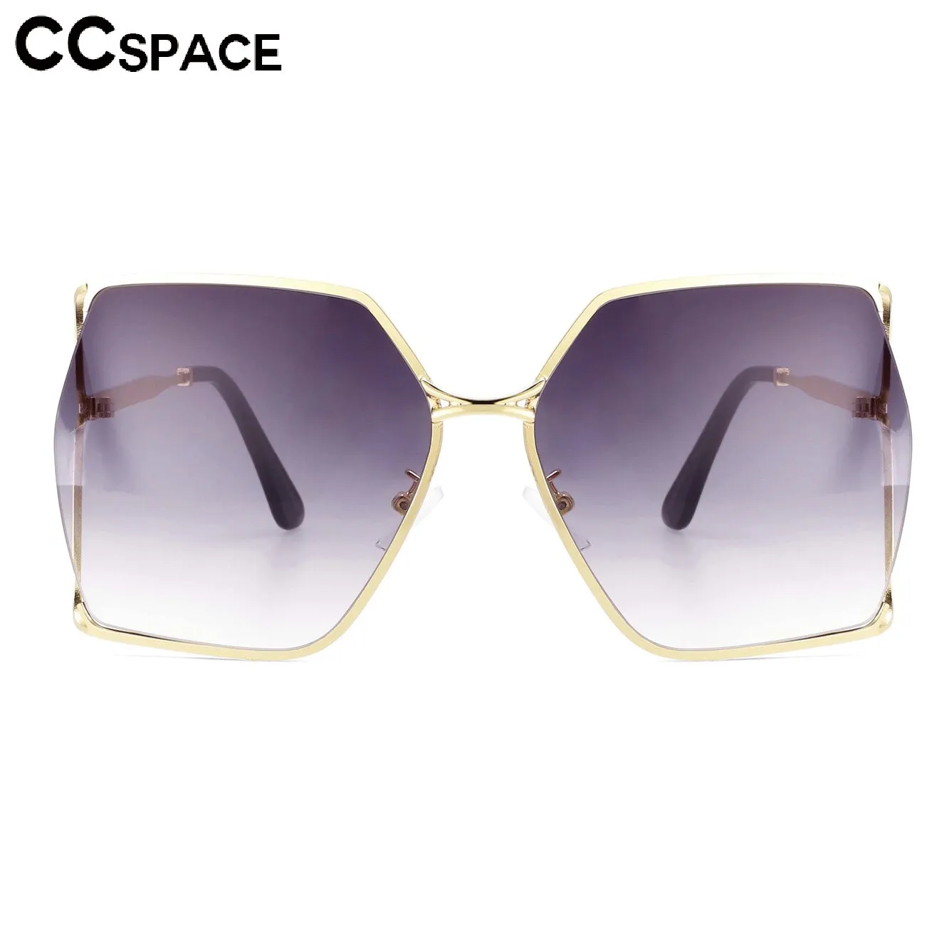 CCspace Women's Semi Rim Oversized Square Alloy Frame Sunglasses 53566