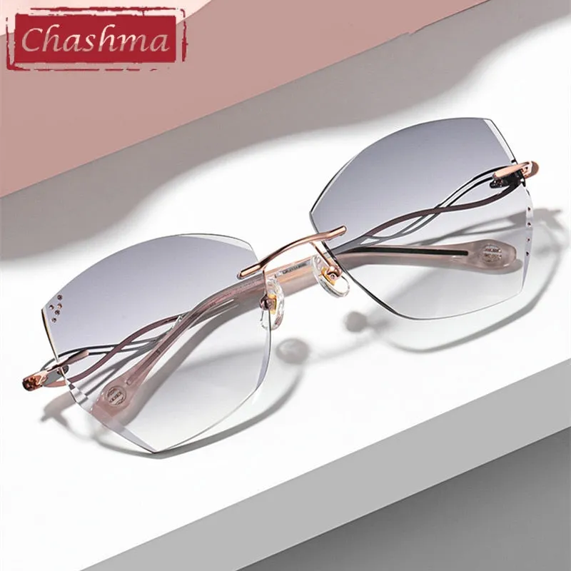 Chashma Women's Rimless Polygon Titanium Sunglasses 1750