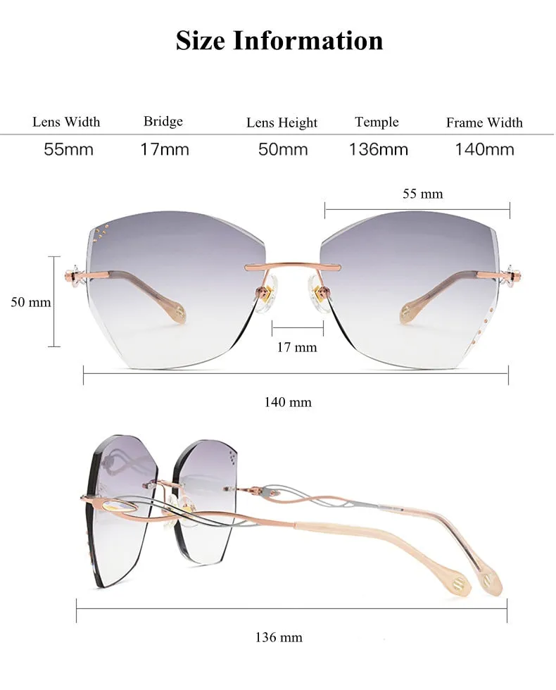 Chashma Women's Rimless Polygon Titanium Sunglasses 1750