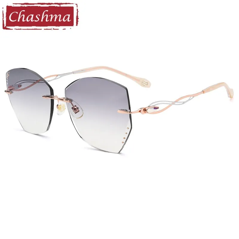 Chashma Women's Rimless Polygon Titanium Sunglasses 1750