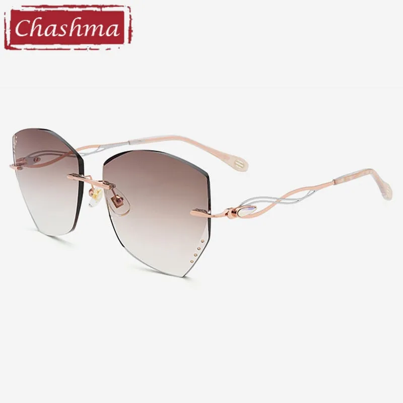 Chashma Women's Rimless Polygon Titanium Sunglasses 1750