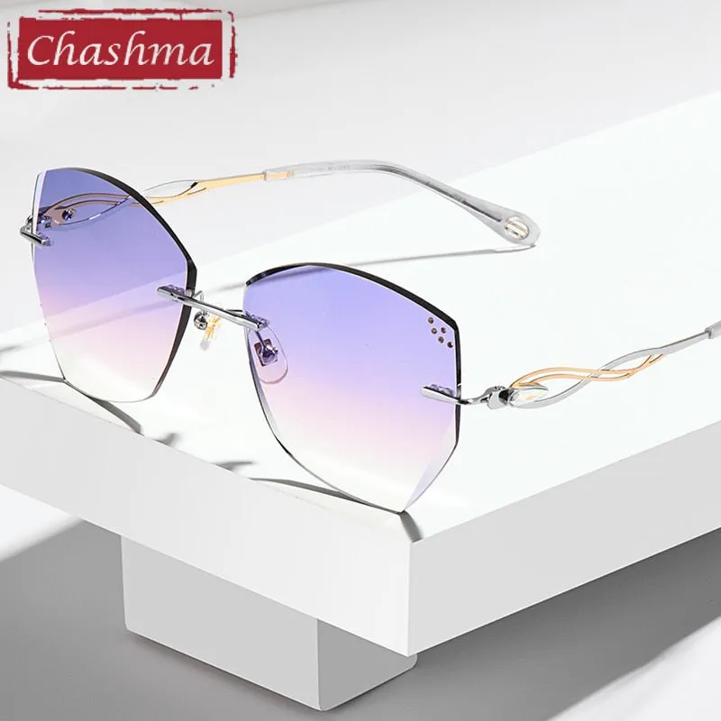 Chashma Women's Rimless Polygon Titanium Sunglasses 1750