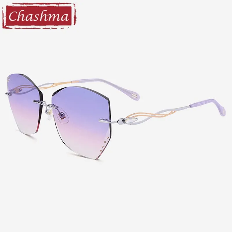 Chashma Women's Rimless Polygon Titanium Sunglasses 1750