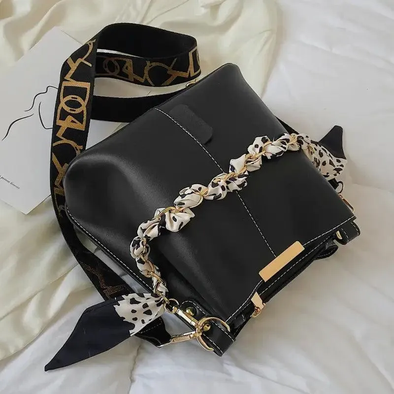 Chic Chain-Detail Bucket Handbag