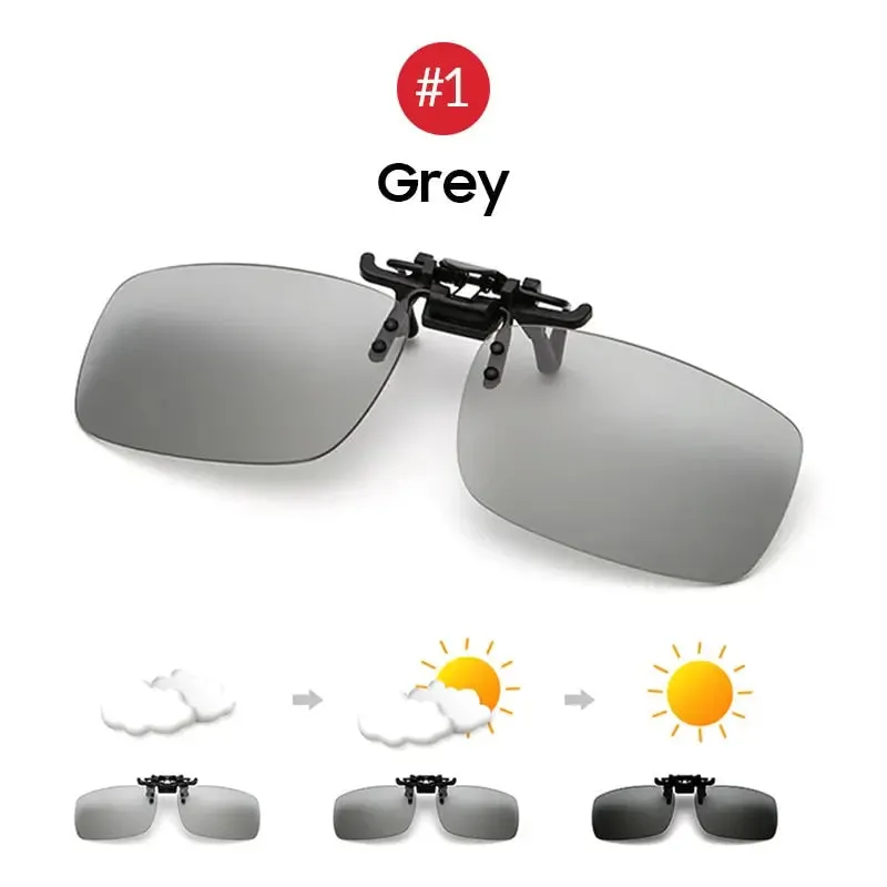 Clip on Photochromic Polarized Day Night Vision Sunglasses