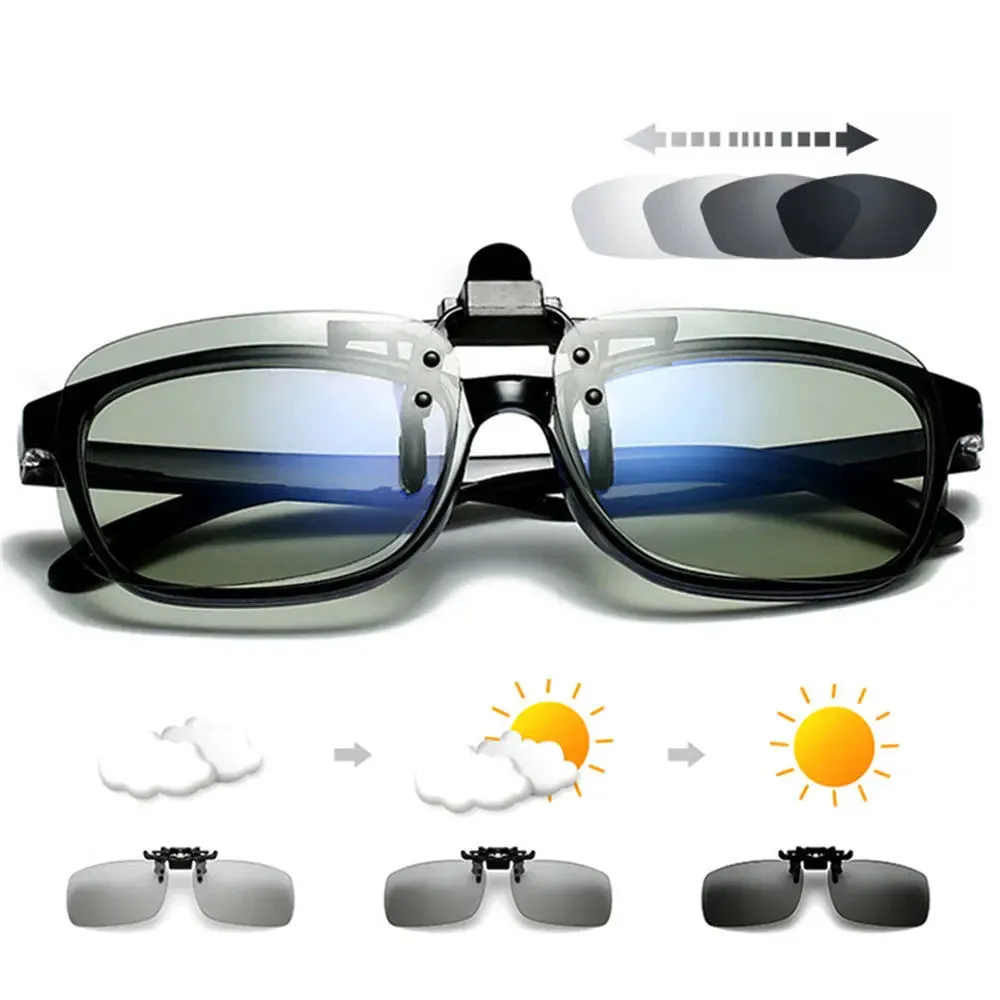 Clip on Photochromic Polarized Day Night Vision Sunglasses