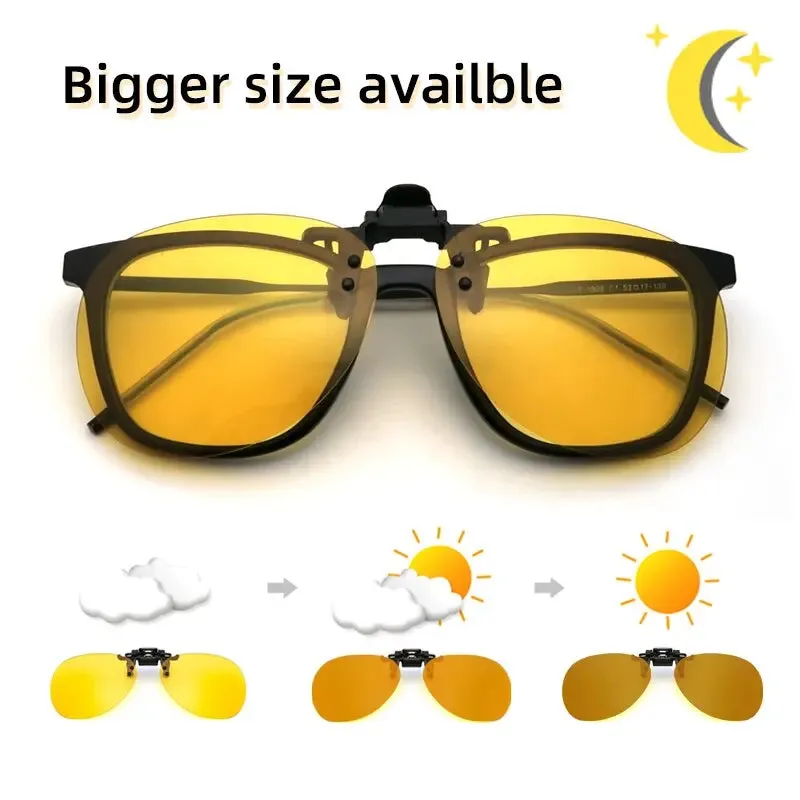 Clip on Photochromic Polarized Day Night Vision Sunglasses