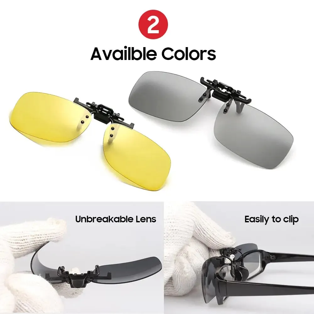 Clip on Photochromic Polarized Day Night Vision Sunglasses