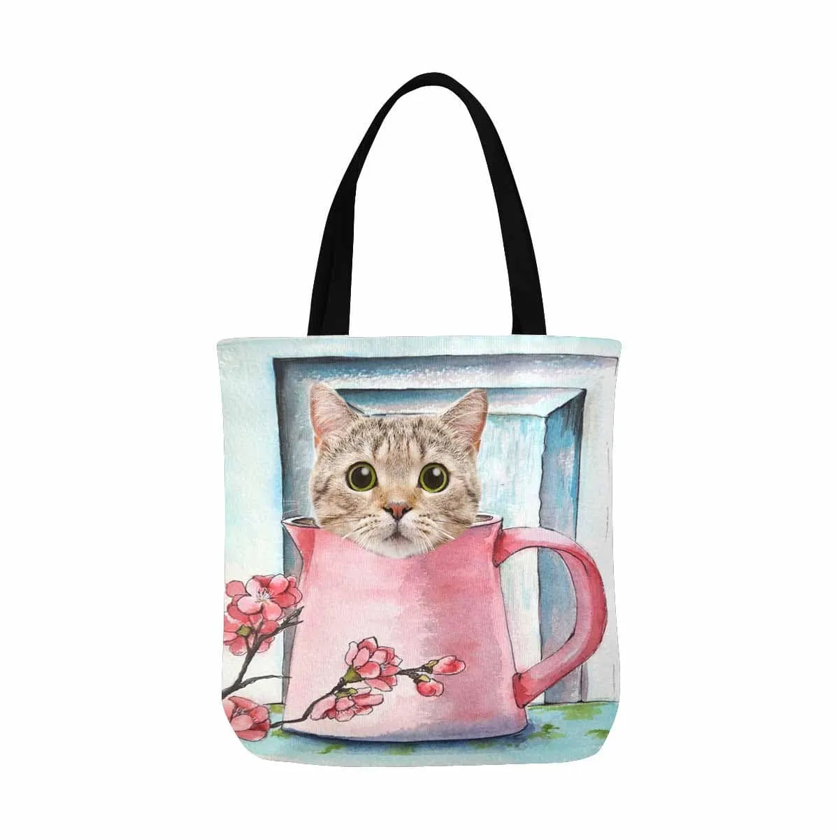 Custom Cute Cat Face Canvas Tote Bag