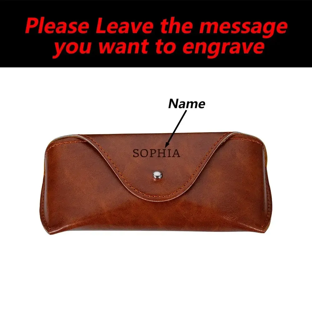 Custom Personalized Name Leather Eye Glass Sunglasses Case