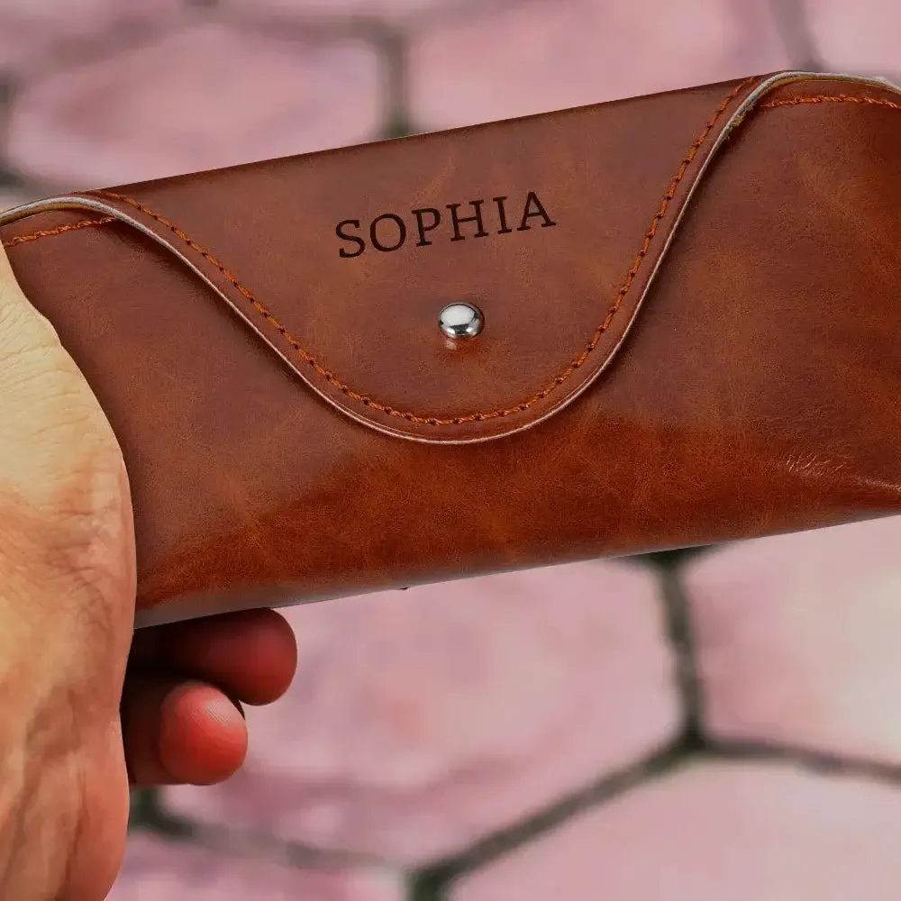 Custom Personalized Name Leather Eye Glass Sunglasses Case