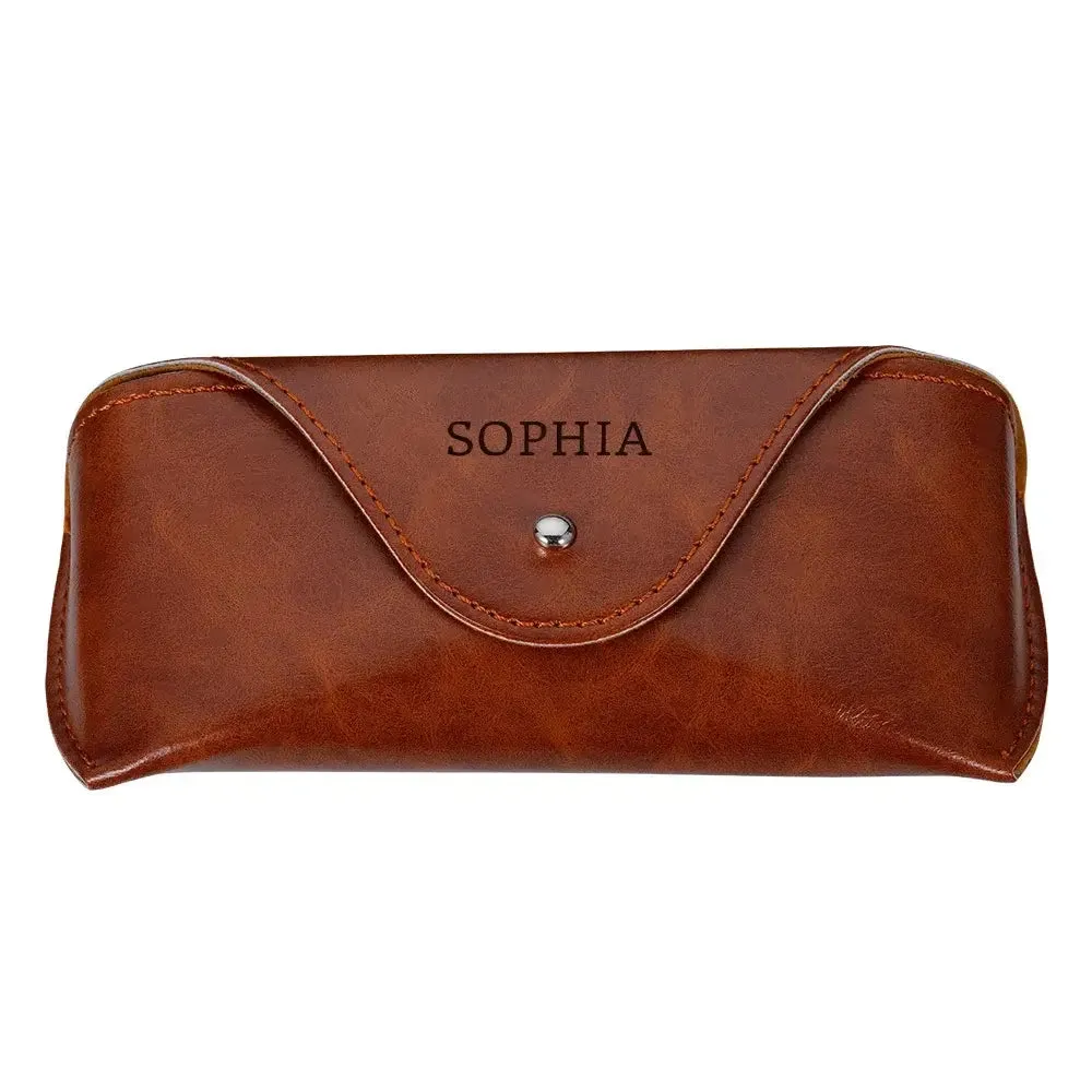 Custom Personalized Name Leather Eye Glass Sunglasses Case