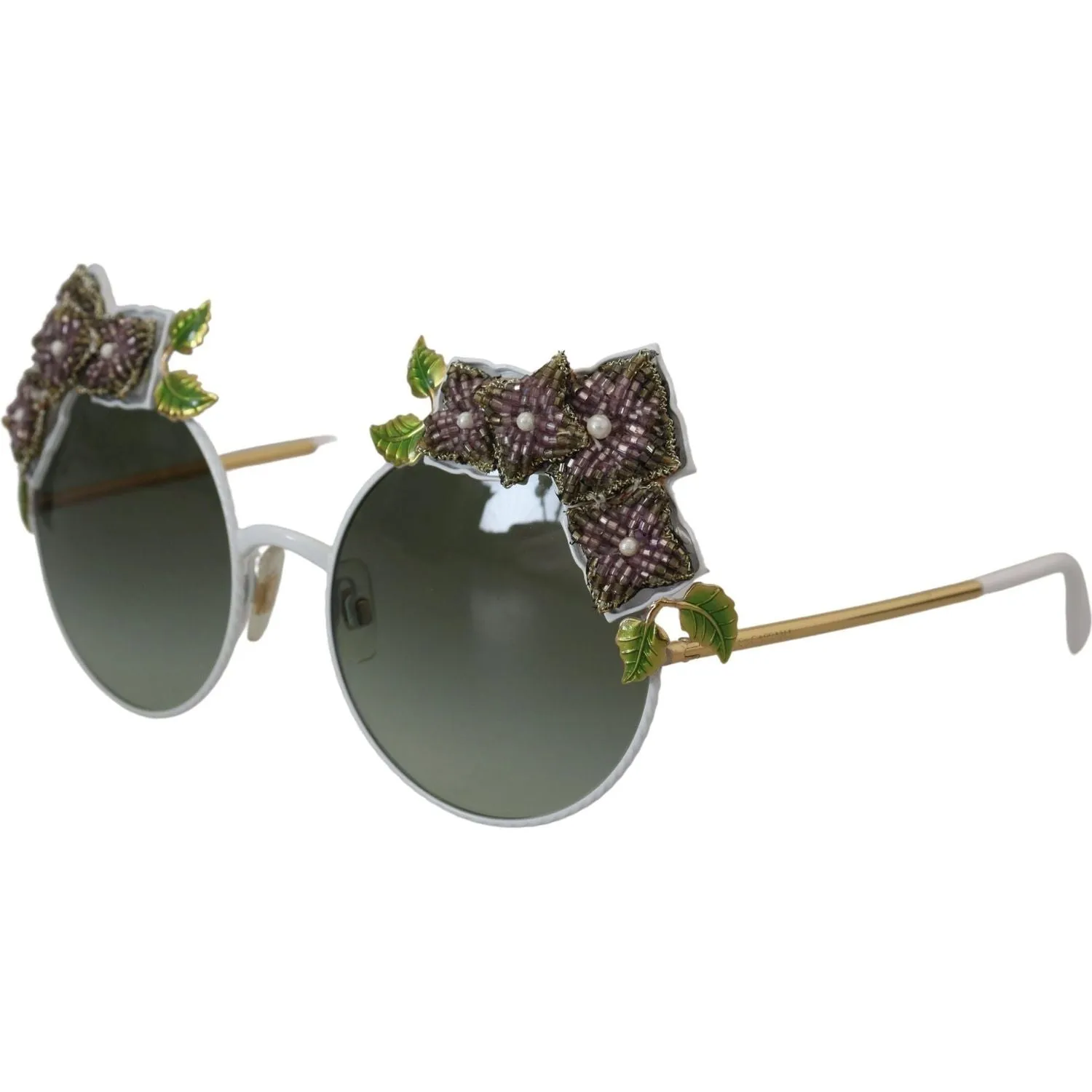 Dolce & Gabbana Elegant Floral Embellished Gold Sunglasses