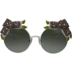 Dolce & Gabbana Elegant Floral Embellished Gold Sunglasses