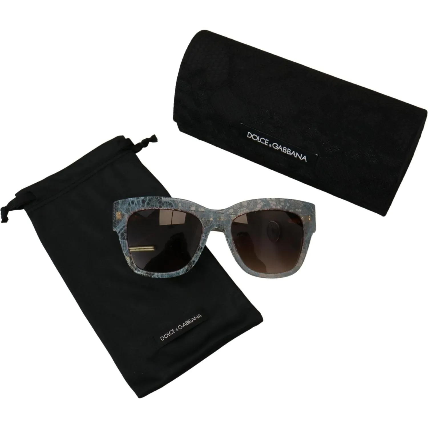 Dolce & Gabbana Elegant Lace Detail Blue Sunglasses