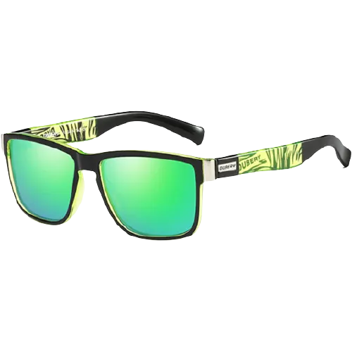 Dubery Polarized Sunglasses 100% UV Protection Black & Green/Green D518 C6