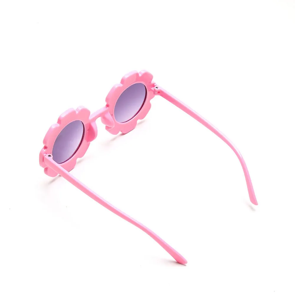 Edna Round Flower Sunglasses — Fuchsia Frame Dark Lens