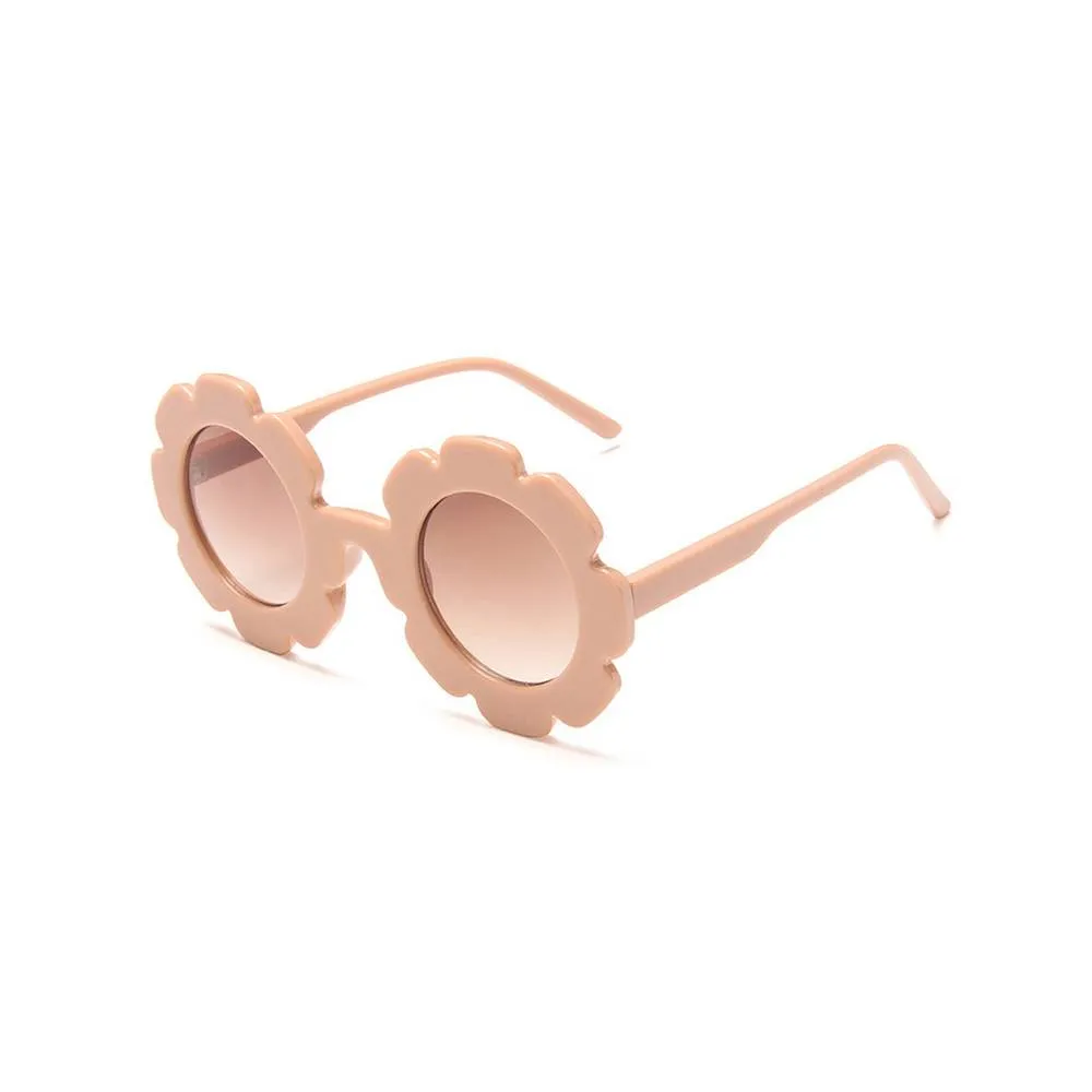 Edna Round Flower Sunglasses in Coral Frame Dark Lens