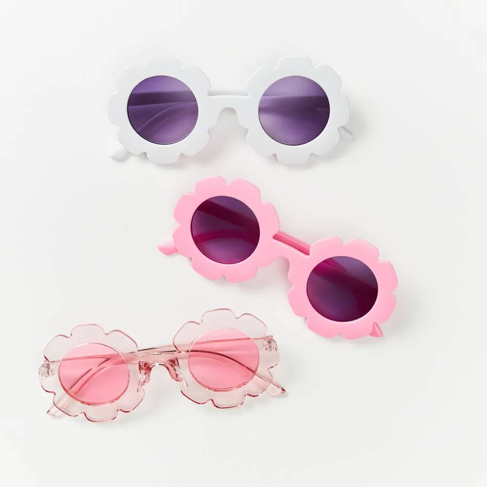 Edna Round Flower Sunglasses in Coral Frame Dark Lens