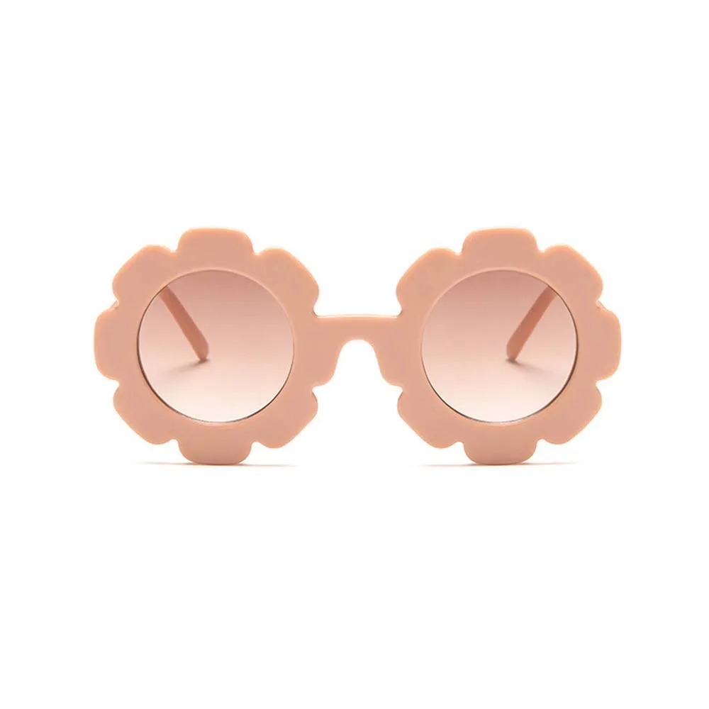 Edna Round Flower Sunglasses in Coral Frame Dark Lens